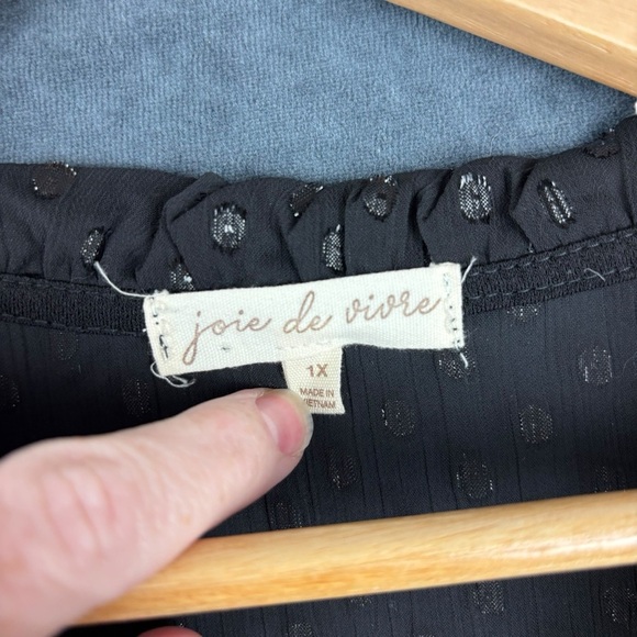 EUC Joie De Vivre Women's Plus Size Black Swiss Dot Blouse 3/4 Sleeves Size 1X - Picture 4 of 10